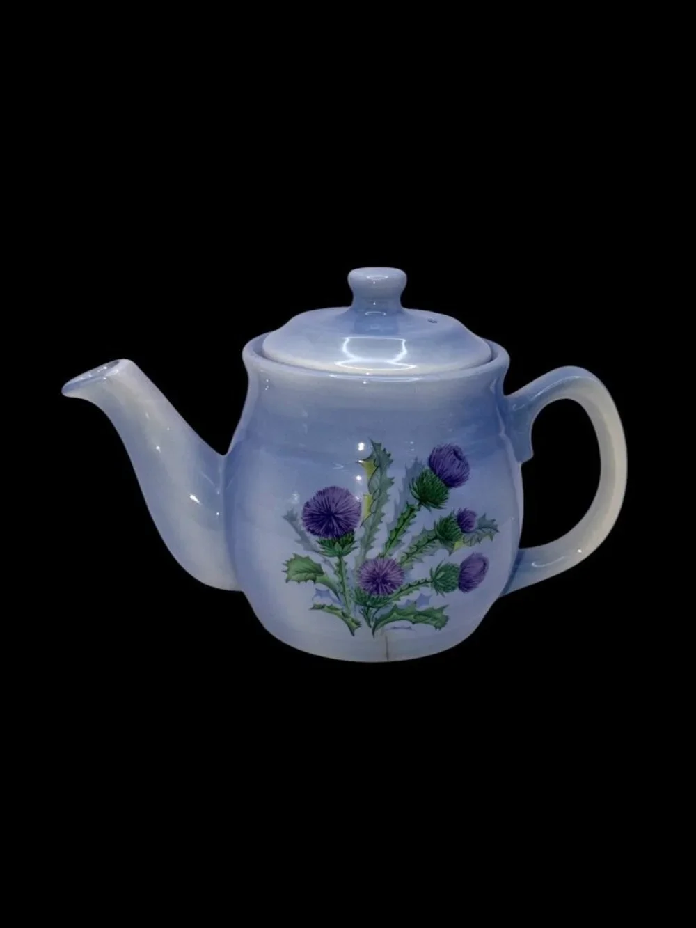 Vintage Clyde Ceramics Scotland Thistle Blue Teapot 8